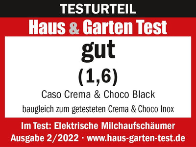 CASO Crema & Choco Black, Milchaufschäumer für Kuhmilch und Pflanzenmilch, Kalter Milchschaum, Heiss