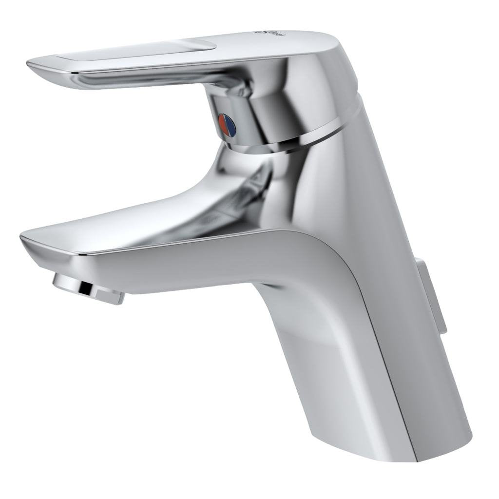 Ideal Standard A5646AA Ceramix Blue Waschtischarmatur mit Zugknopf-Ablaufgarnitur, Chrom mit