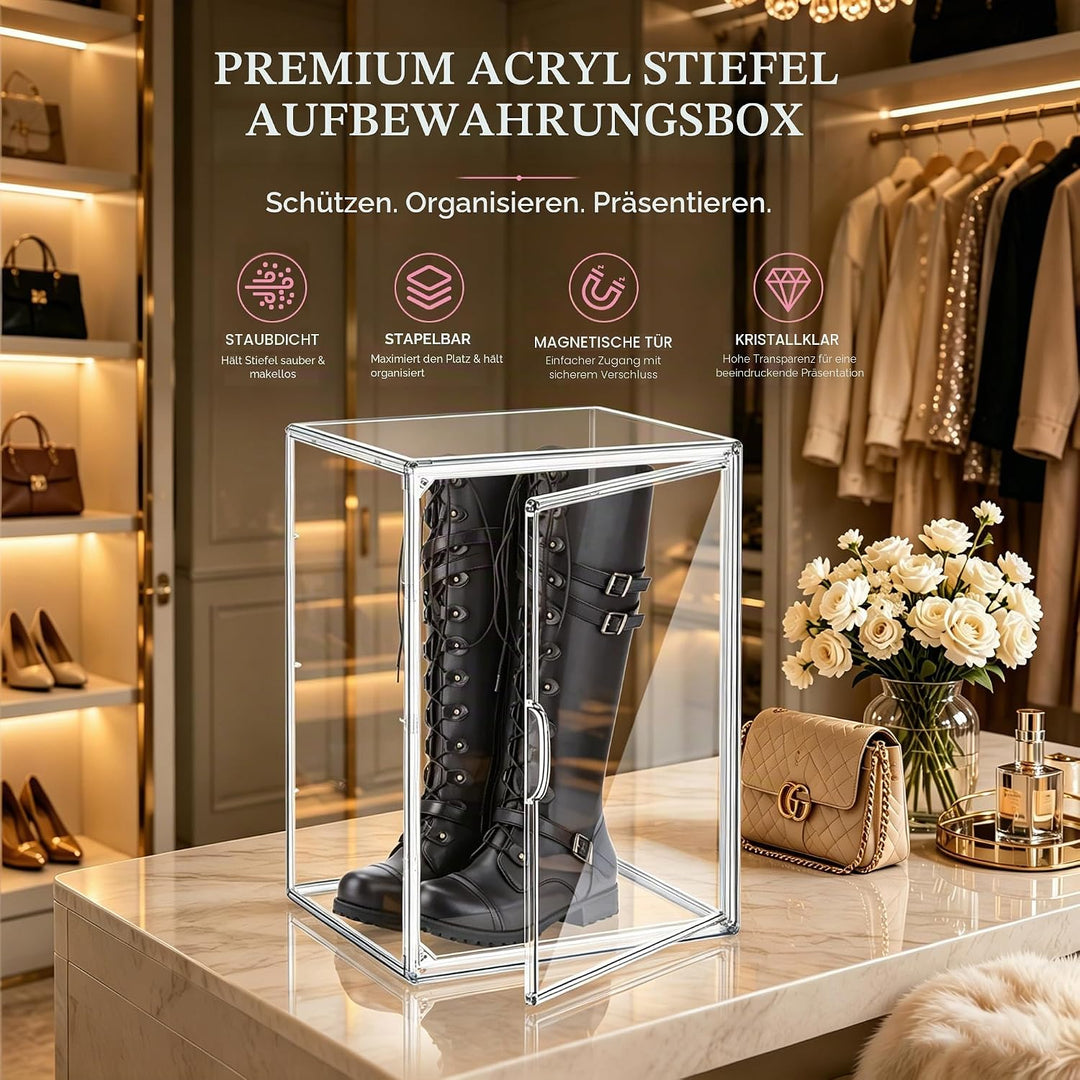 Stapelbare hohe Stiefel Schuh Aufbewahrung Boxen, Acryl Display Case Transparent Plastik Stapelbare