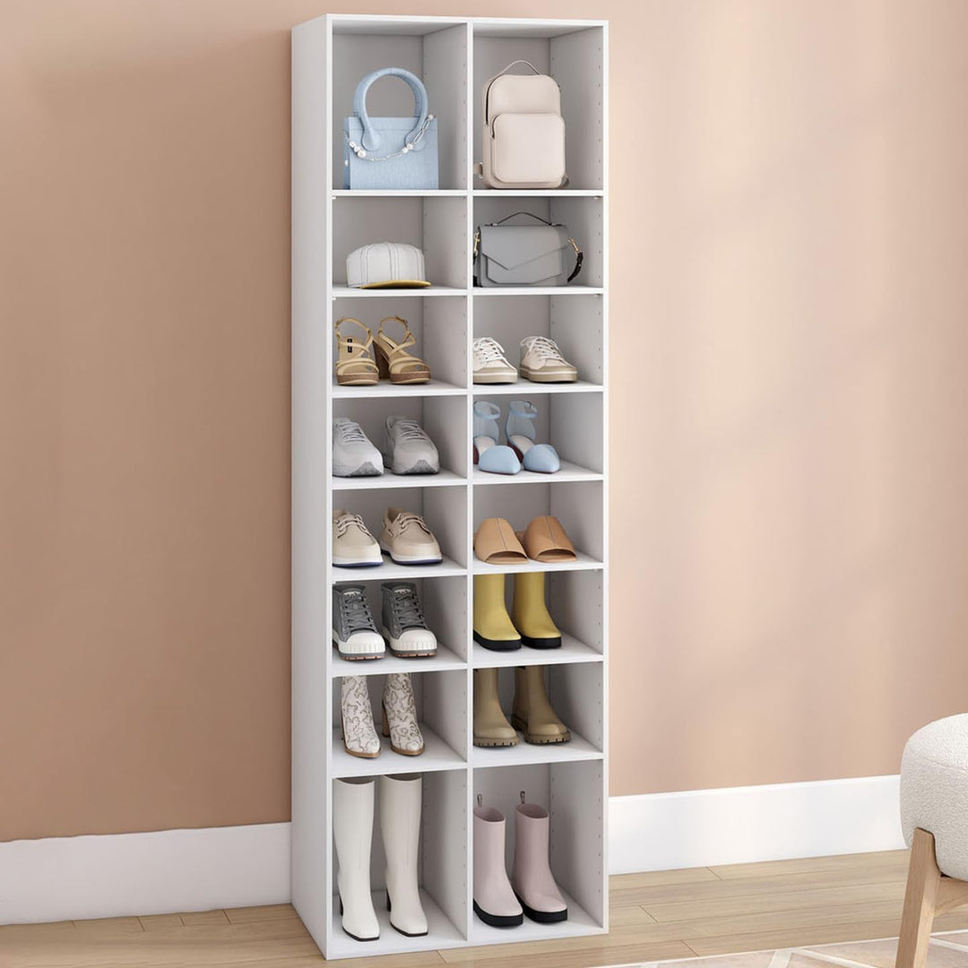 IDMarket - Schuhregal 16 Fächer weiss