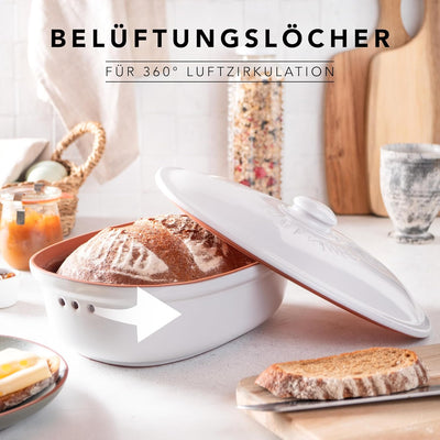 Römertopf Ovaler Brottopf aus natürlicher Keramik, ideal für die Aufbewahrung von Brot und Gebäck 30