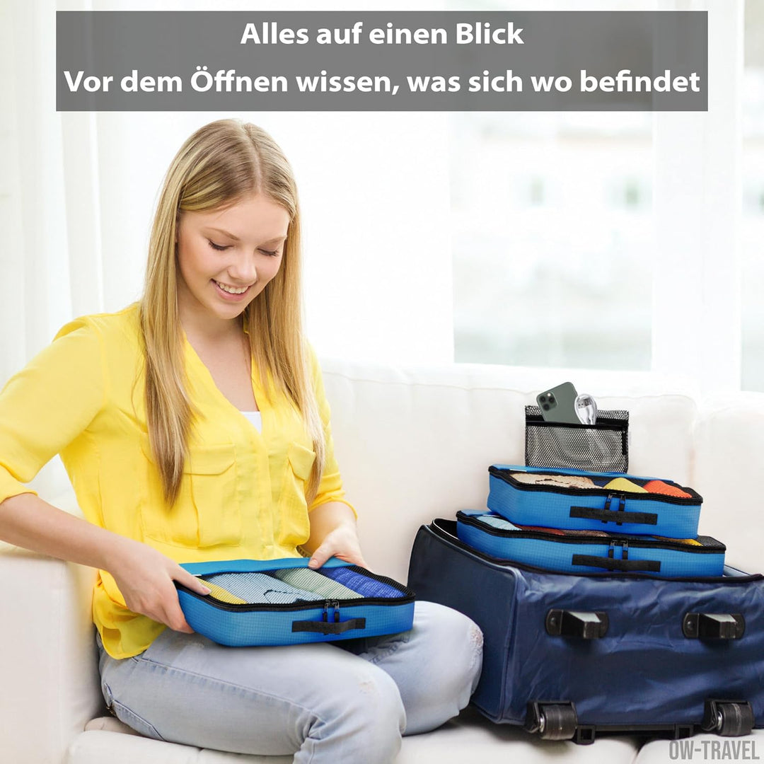 OW-Travel Einfach zu Organisierende Packtaschen für Koffer Medium Kleiderlagerung mit Reisewürfeln e