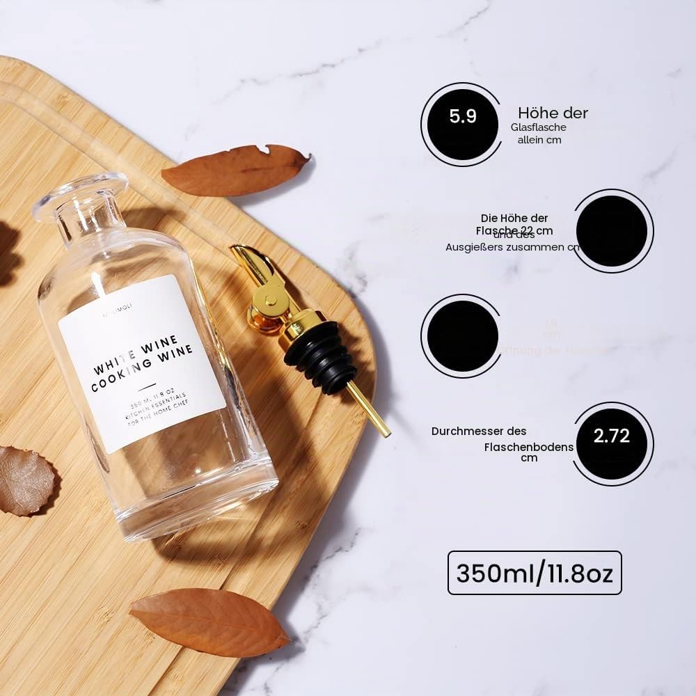 Molimoli Ölspender Flasche für Küche, Automatischer Ausgiesser, Dünne Glasflasche für Küche, Olivenö