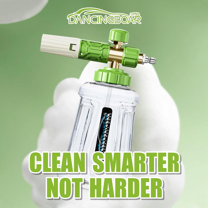 Schaumkanone Schneeschaumlanze, 1L Einstellbare Schaumlanze Schaumdüse mit 1/4 Schaumkanone Einstell