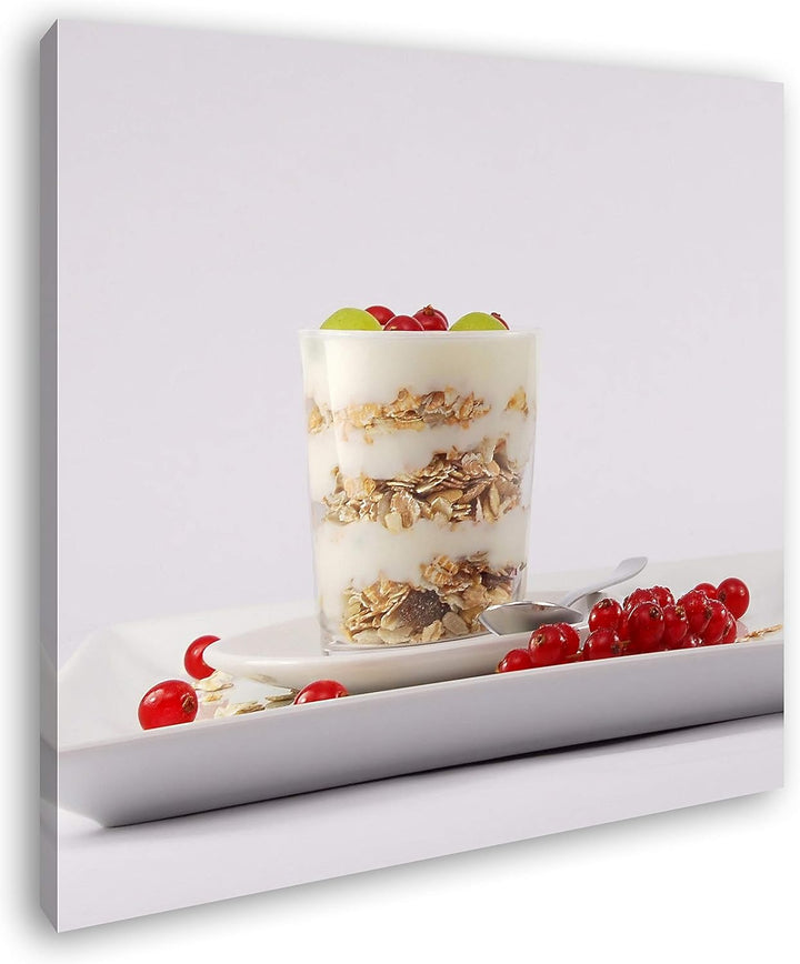 deyoli gesundes Müsli Frühstück im Format: 60x60 als Leinwandbild, Motiv fertig gerahmt auf Echtholz