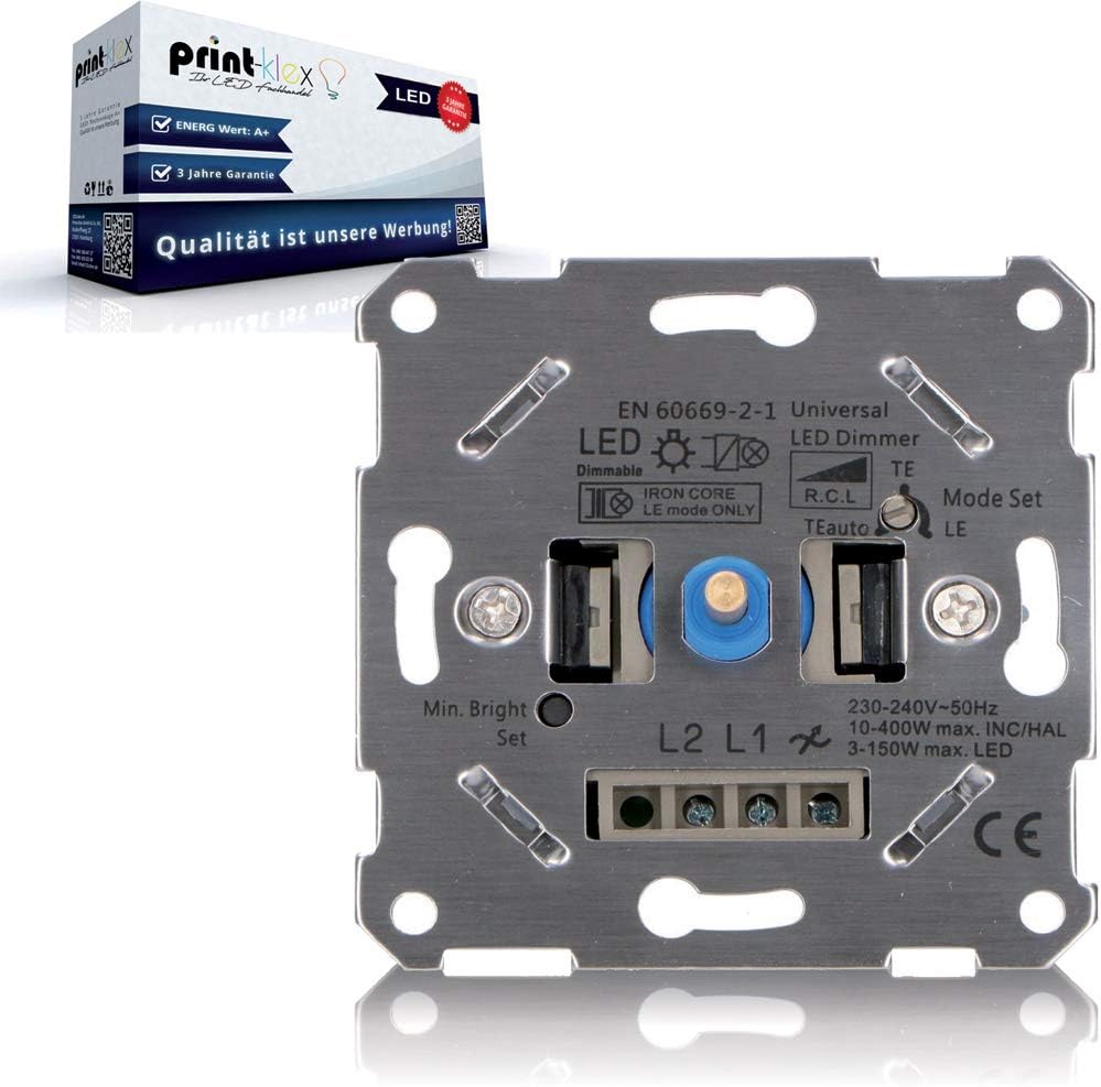 Universal Drehdimmer LED Halogen Dimmer Dimmschalter Unterputz Wechselschalter - geeignet für Phasen