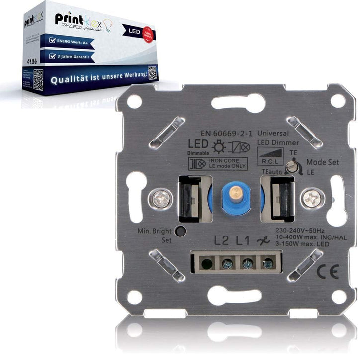 Universal Drehdimmer LED Halogen Dimmer Dimmschalter Unterputz Wechselschalter - geeignet für Phasen