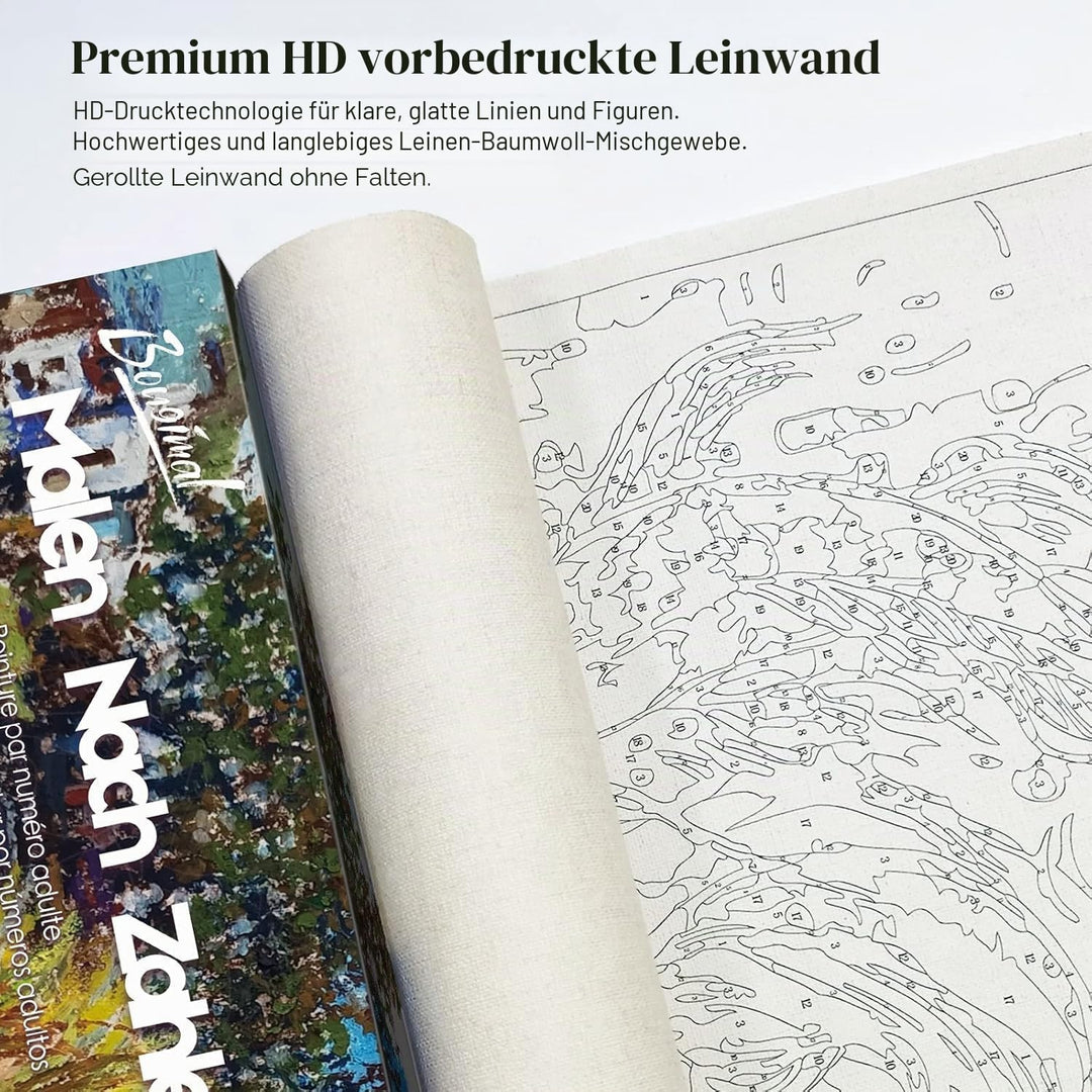 Bougimal Malen Nach Zahlen Erwachsene Landschaft Blume Ohen Rahmen inklusive Pinsel und Acrylfarben