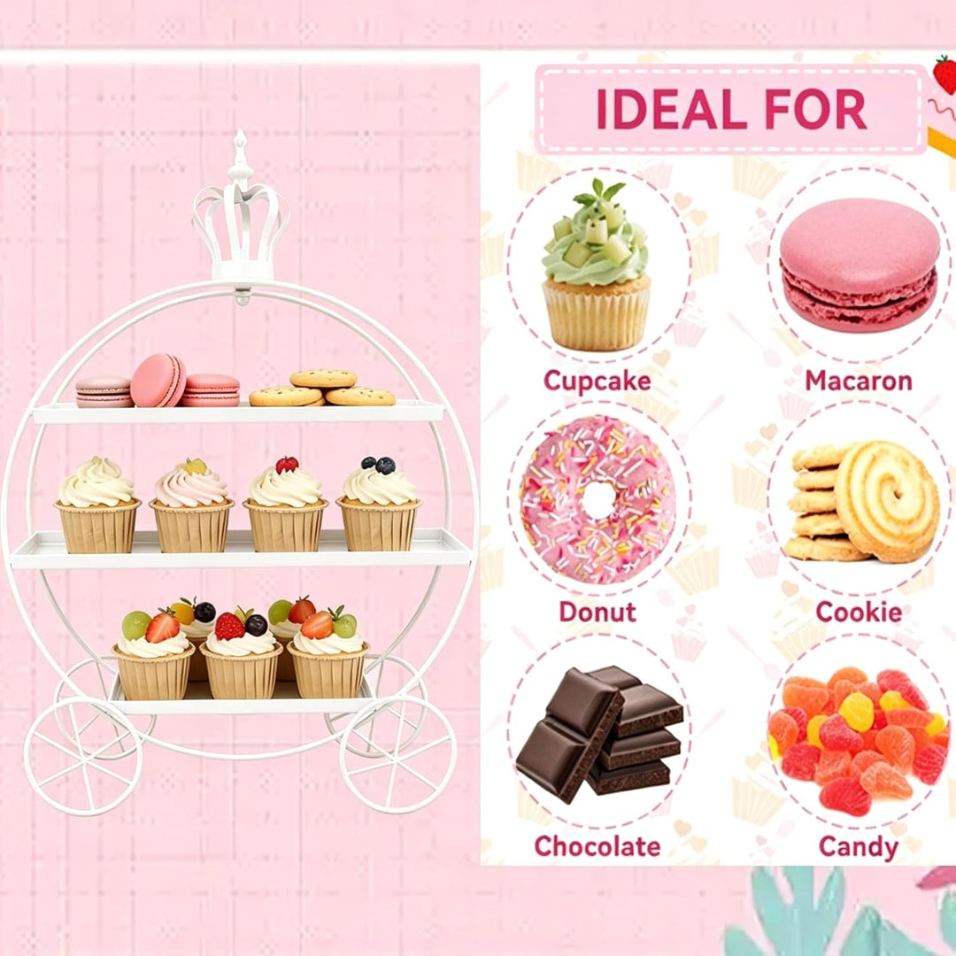 Cupcake-Ständer mit 3 Etagen, Eiserne Tabletts für Cupcakes, Donuts, Früchte, Gebäck, Dessert-Teller
