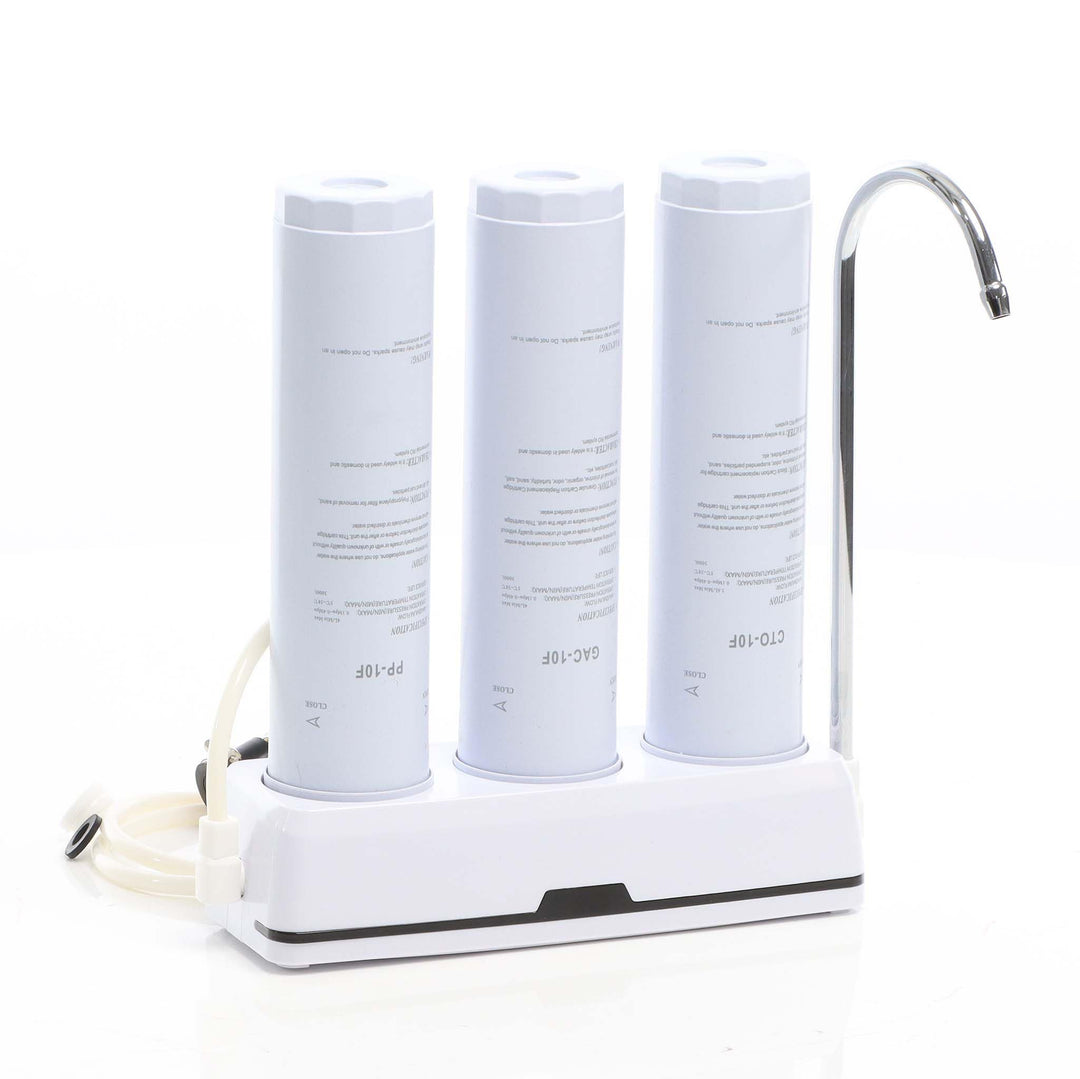 Naturewater NW-3-PPGACCTO 3 Stufen Counter Top Wasserfilter, 5 µ, PP Sediment, Aktivkohle Granulat,
