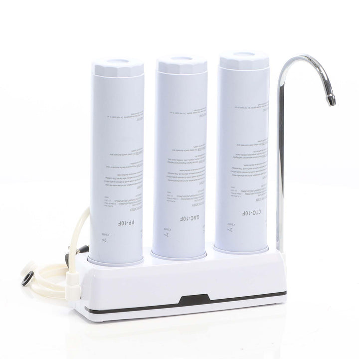 Naturewater NW-3-PPGACCTO 3 Stufen Counter Top Wasserfilter, 5 µ, PP Sediment, Aktivkohle Granulat,