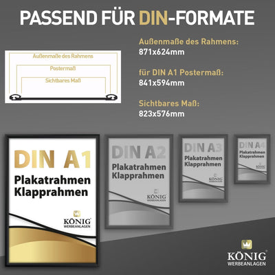 Dreifke 5 Plakatrahmen DIN A1 | 25mm Aluminium Profil, schwarz | inkl. entspiegelter Schutzscheibe |