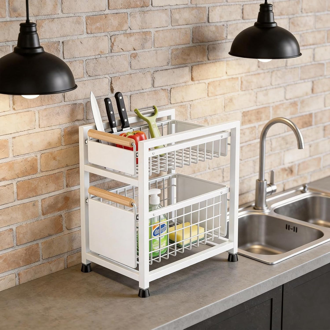 LANTUS Unterschrank für Spüle, ausziehbar, stapelbar, Regale für Schrank, Küche, Badezimmer, 39 x 24