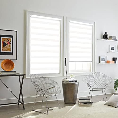 Eurohome Doppelrollo Klemmfix ohne Bohren, Duo Rollo,40cm x 130cm (Stoffbreite 36 cm) Weiss Transpar