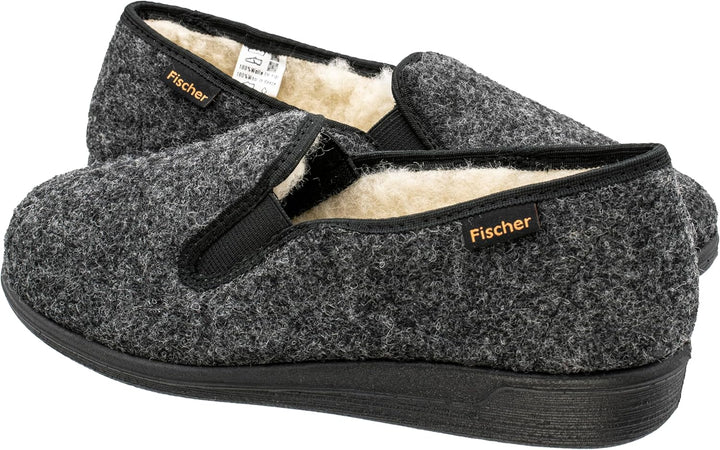 Fischer Herren Hausschuh Streifen Cord Slipper Stretch 204120 39 EU Schwarz Schwarz 205, 39 EU Schwa