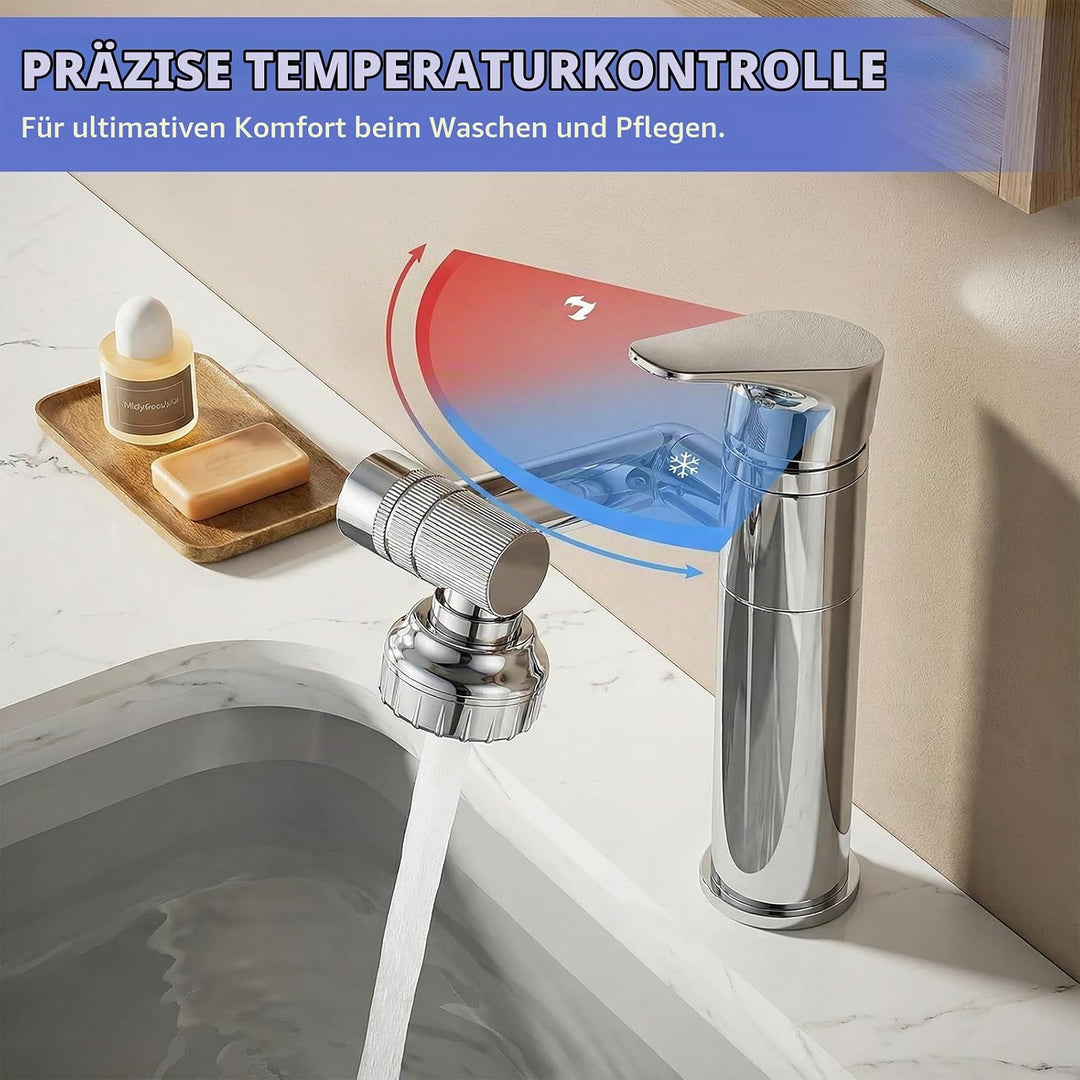Wasserhahn Bad 360° Drehbar Einhand-Waschtischarmatur für Kalt- und Warmwasser, Wassersparende Misch