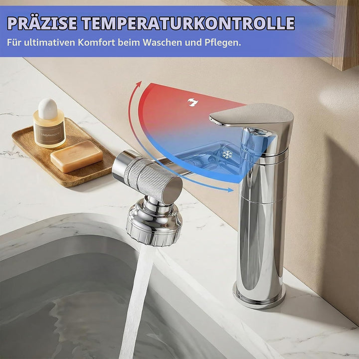 Wasserhahn Bad 360° Drehbar Einhand-Waschtischarmatur für Kalt- und Warmwasser, Wassersparende Misch