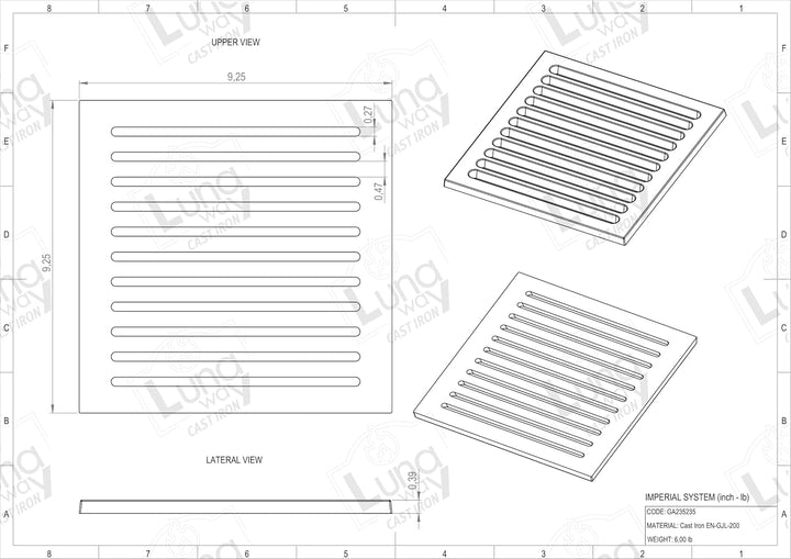 Lunaway - Gusseisenrost zum Auffangen von Asche | Dicke 1 cm (23,5 x 23,5 cm), 23,5 x 23,5 cm