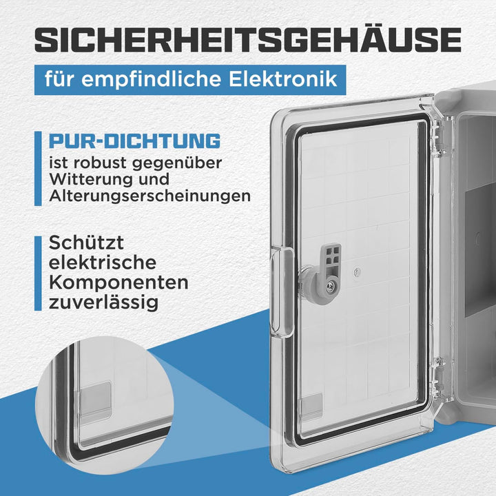 BOXEXPERT® Verteilerkasten aussen wasserdicht [ABS Kunststoff IP65 Gehäuse inkl. Sichttür] grau (Ser