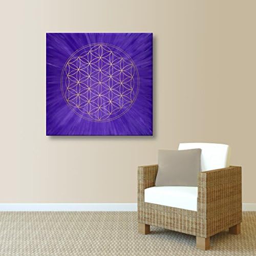 Wandbild Blume des Lebens in Gold "Intuition" - HANDGEMALT - Grösse 50cm x 50cm - Lebensblume in Gol