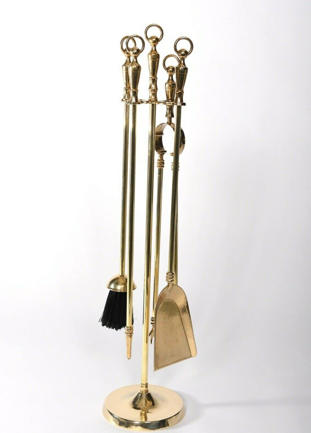 Kaminbesteck Messing Kaminbesteck Runde Ring Kamingarnitur 70cm poliertes Messing Gold Kaminset 8208