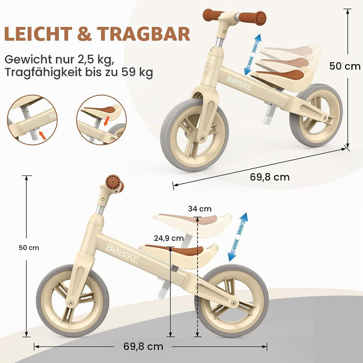 MHCYLION Laufrad ab 1.5-4 Jahre bis zu 25 kg, Lenkrad und Sattel höhenverstellbar, Lenkradschloss, U