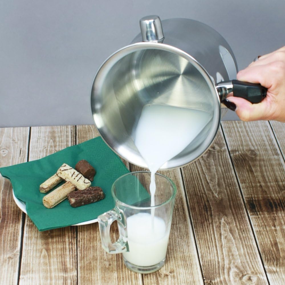 com-four® Milchtopf mit Schüttrand/Simmertopf 1,2 Liter, doppelwandig, spülmaschinengeeignet