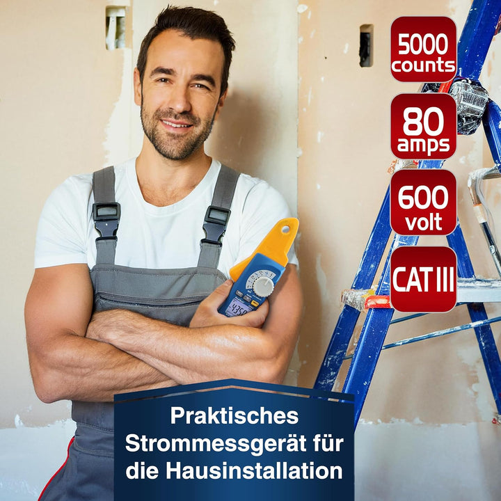 PeakTech 4350 – True RMS Stromzange 80A AC/DC, Digital Multimeter, Zangenmessgerät, Strommesszange,