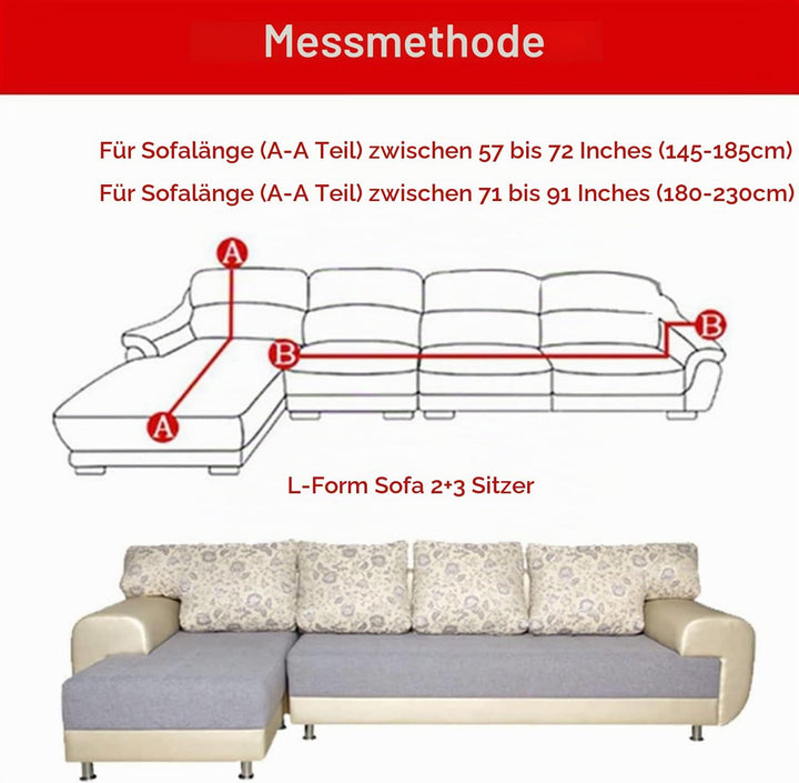 ShowyLive Sofa Überzug Couch Überzug 2er Set für Ecksofa L-Form Sofabezug 2 Sitzer+3 Sitzer, mit 2 S