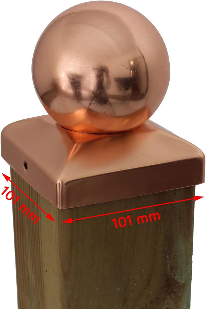 Baumarktplus 10x Pfostenkappe Kupfer Abdeckkappe für Pfosten Kugel 101 mm 10x10 cm