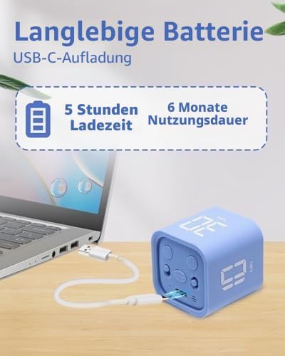 Produktivitätstimer Flip-Schwerkraftsensor-Würfeltimer Countdown & Countup, Stummschaltung & Vibrati
