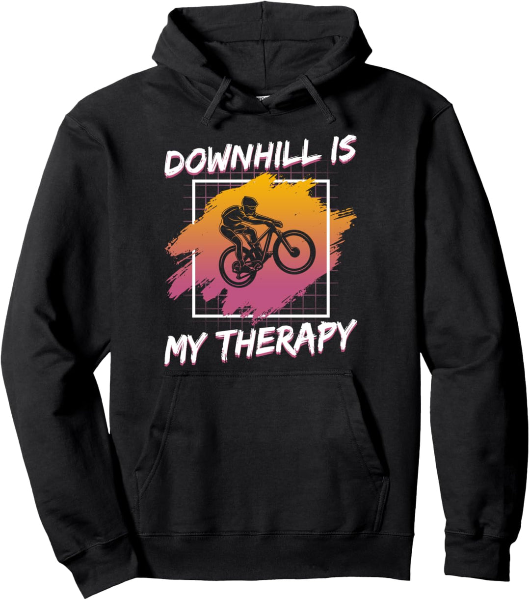 Downhill Is My Therapy Mountain Bike MTB Retro Radfahrer Pullover Hoodie