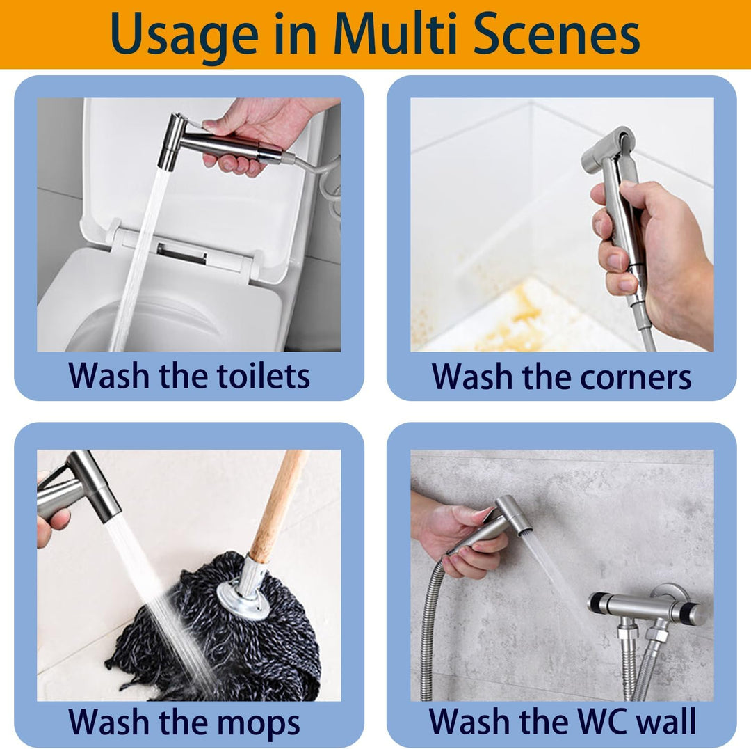 Roscid Handheld Bad Bidet Sprayer Set mit 3 Wege Wasserhahn Bidet Sprayer mit 2M Schlauch mit G1/2 W
