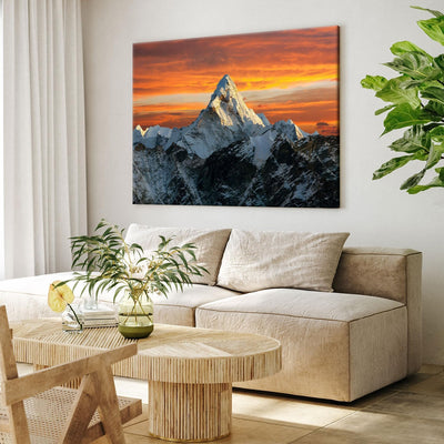 PICANOVA – Leinwandbild 120x80cm Berge Sonnenuntergang – Leinwanddruck – Wandbild Kunstdruck Auf 2cm