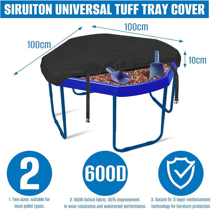 SIRUITON Universal-Tuff-Tablett-Abdeckung, 100 x 100 x 10 cm, mit starken elastischen Kanten, wasser