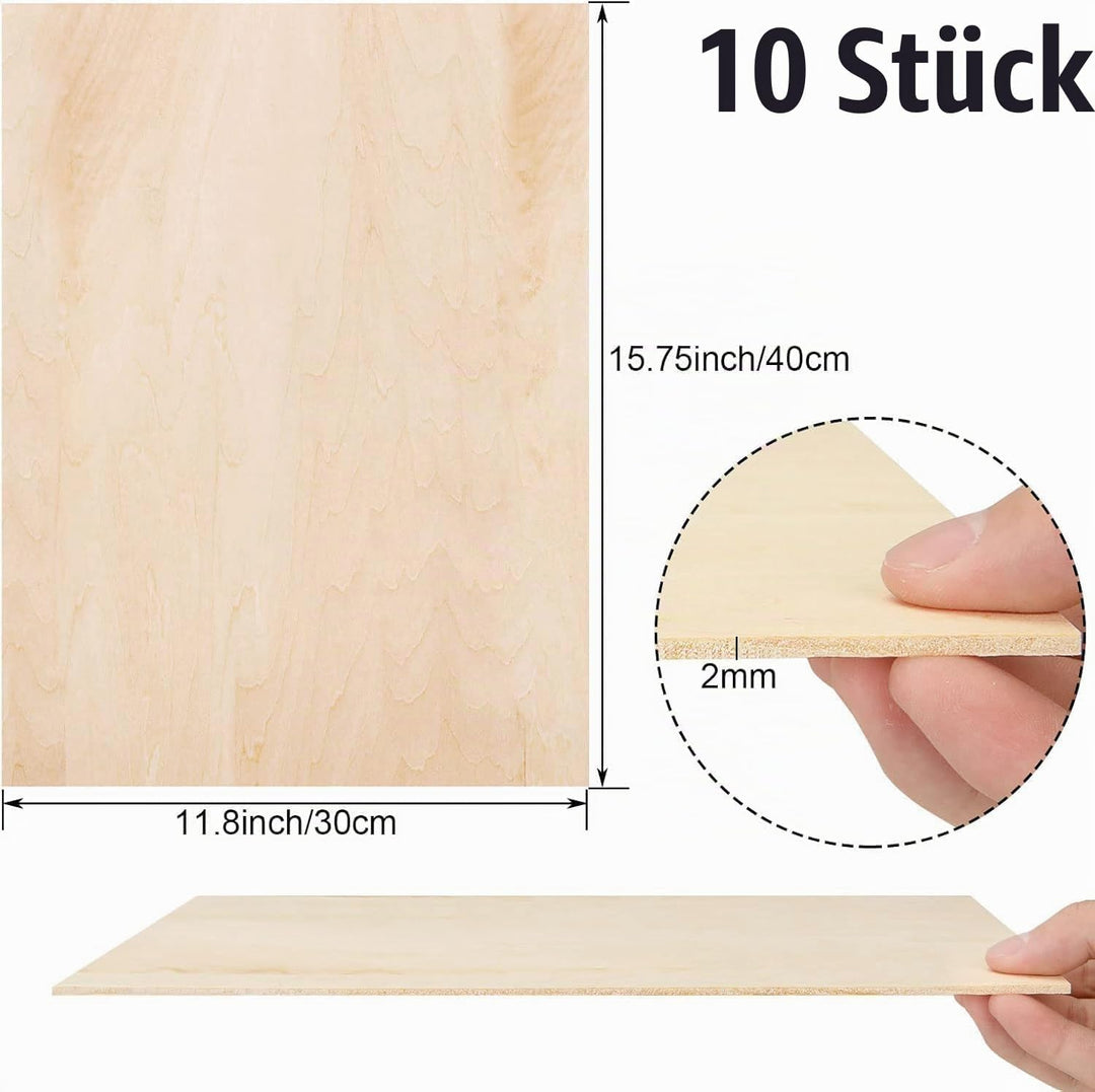 ASelected 10 Stücke Sperrholzplatte Holz 400 * 300 * 2MM - A3 Birkensperrholz Sperrholz Platte Für L