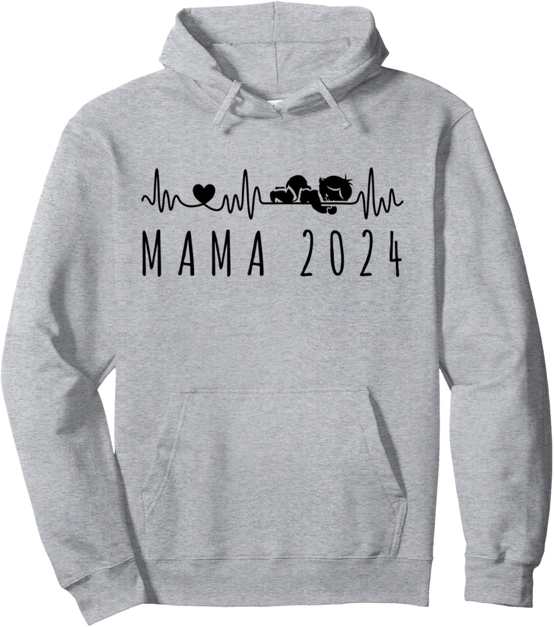 Mama 2024 Herzschlag Baby Ankündigung Für Werdende Mütter Pullover Hoodie