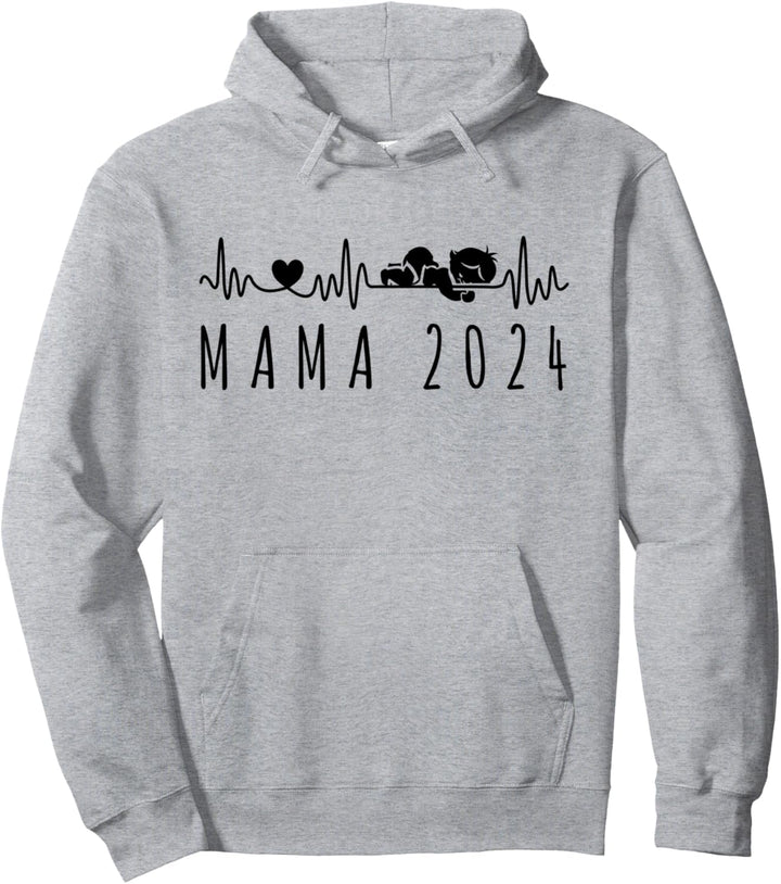 Mama 2024 Herzschlag Baby Ankündigung Für Werdende Mütter Pullover Hoodie