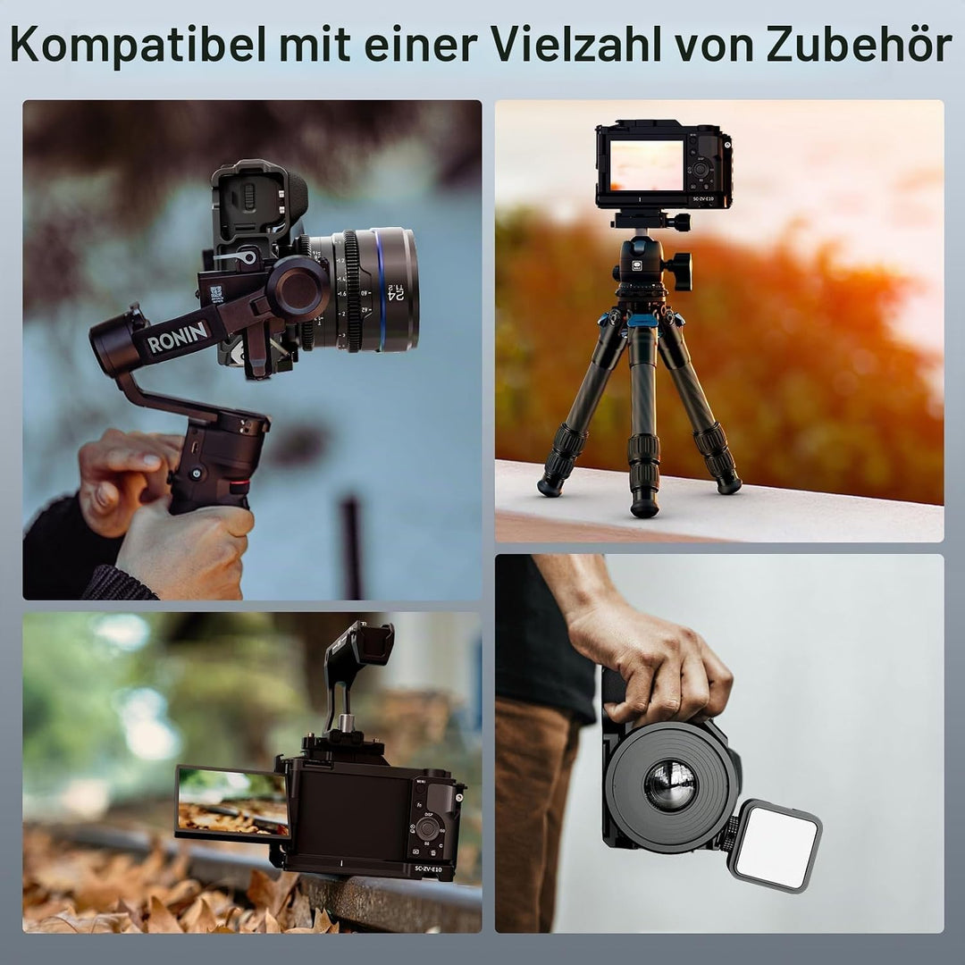 SIRUI ZV-E10 Käfig mit Silikongriff, Kamerakäfig für Sony ZV-E10 mit eingebauter Schnellwechselplatt