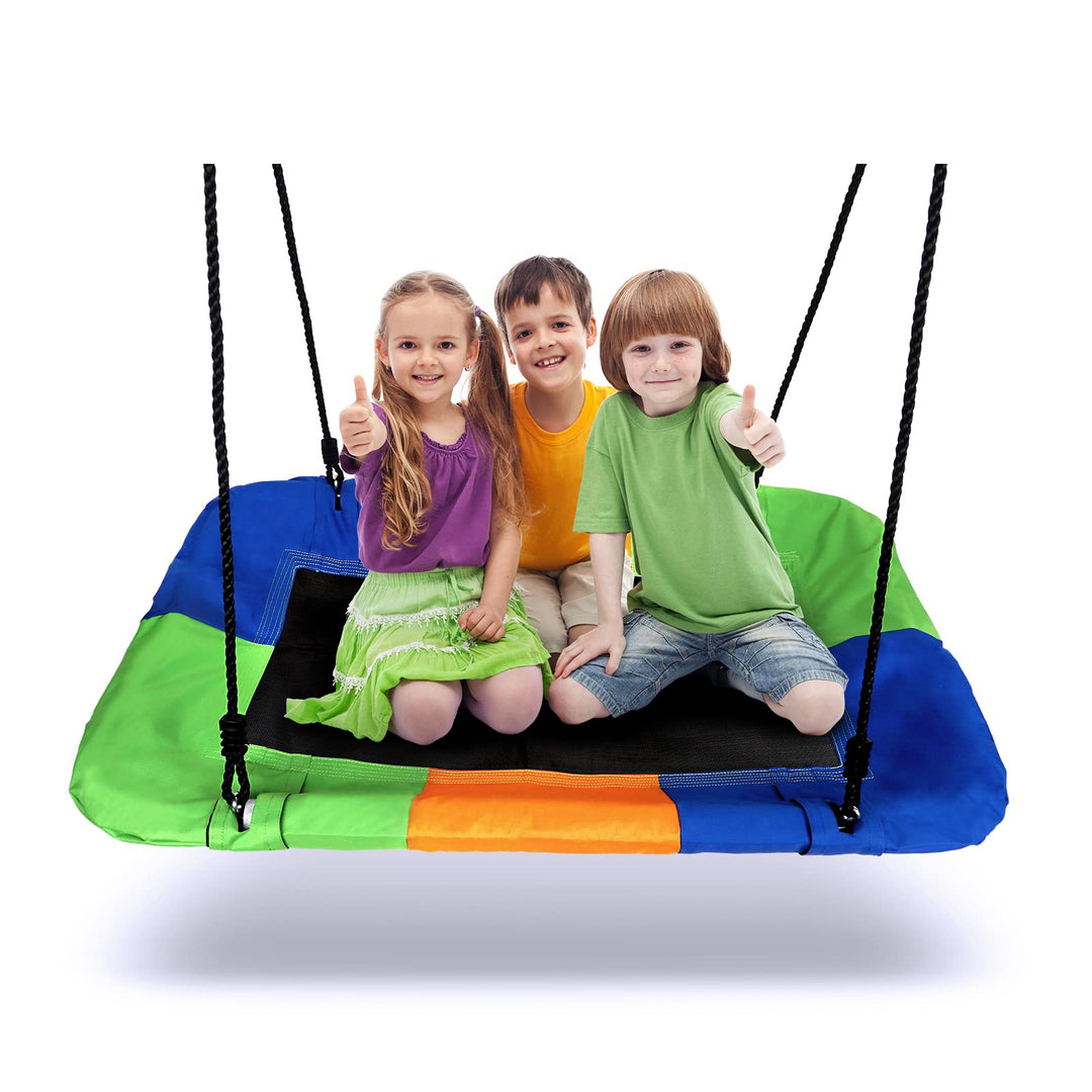 Dripex Nestschaukel Tellerschaukel Square 115 cm x 75 cm Kinderschaukel bis 200 KG Baumschaukel Vers