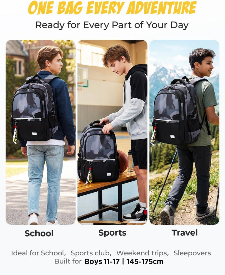 Amythe Schulrucksack Teenager Rucksack für Jungen - Wasserdichter Casual Daypack, Schulranzen Ideal
