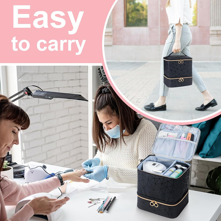 Uross Nagellack Organizer für 30 Nagellackflaschen und 1 LED-Nagellampe, Nagellack Aufbewahrung Tasc
