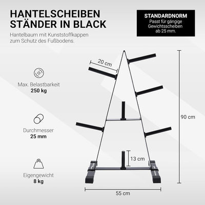 Hantelscheibenständer Premium Hantelbaum, Scheibenaufnahme: 30mm, bis 250 kg