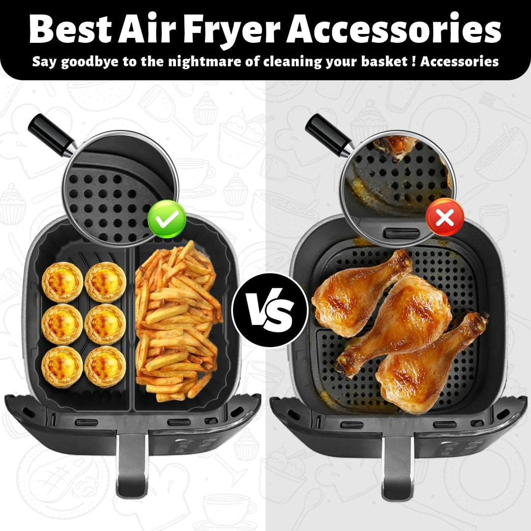 4 Stück Airfryer Silikonform für Heissluftfritteuse, Air Fryer Zubehör Wiederverwendba Silikon Einsa