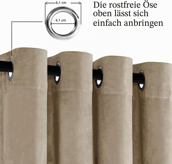 JIUZHEN Verdunklungsvorhang aus Samt,2er Set weiche blickdichte Gardinen mit Ösen für Schlafzimmer,1
