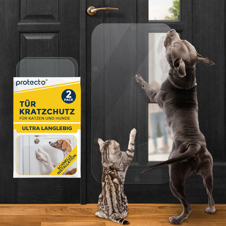 PROTECTO 2-Pack Tür Kratzschutz für Hund - 90x40 cm Katzen Kratzschutz, Kratzfester Katzenschutz, Tr