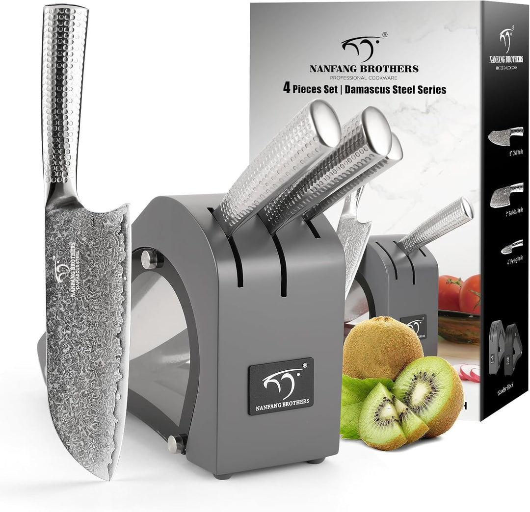 NANFANG BROTHERS Damaskus Küchenmesser Set VG10 Stahl 67 Lagen Superior, Damaskus Kochmesser mit geh