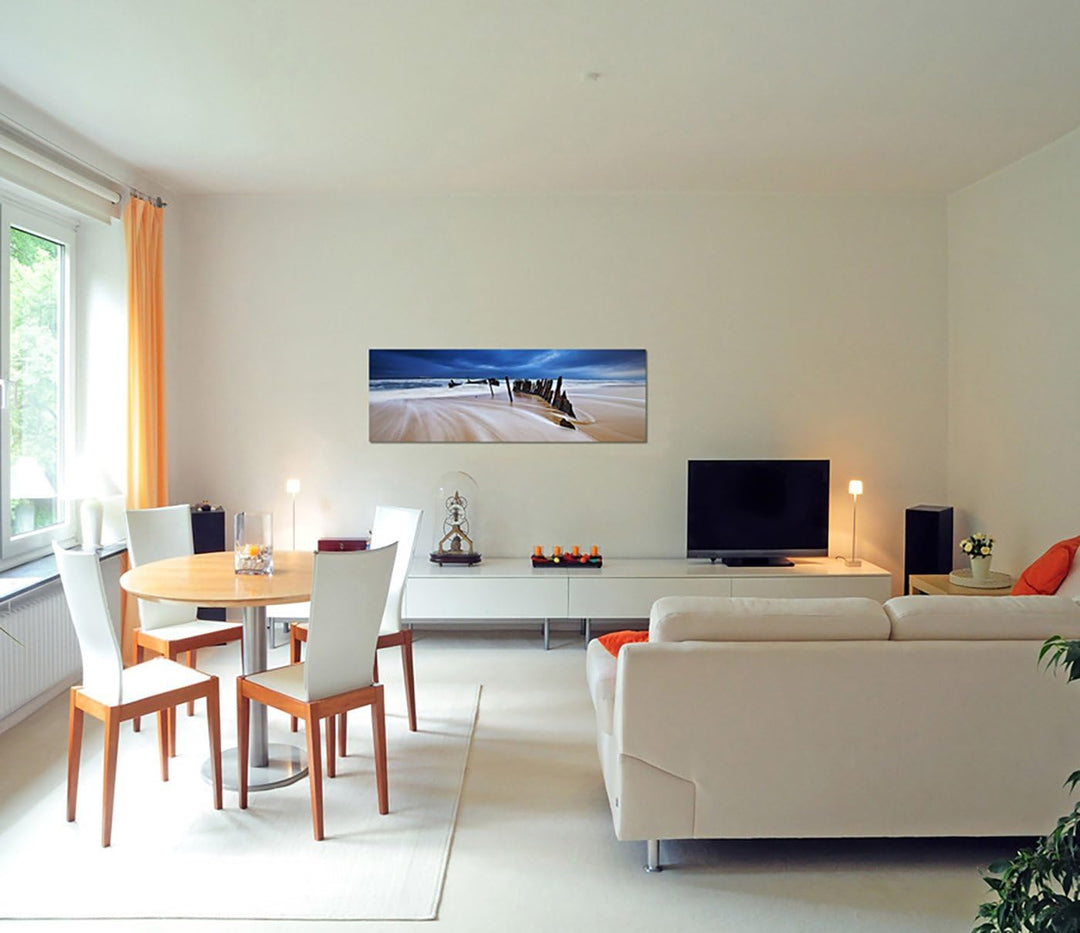 Paul Sinus Art Panoramabild auf Leinwand und Keilrahmen 150x50cm Australien Qeensland Strand Schiffs