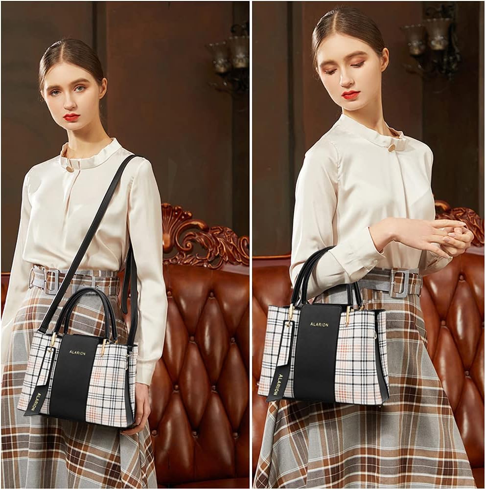 ALARION Damen Geldbörsen und Handtaschen Schultertasche Damen Designer Satchel Messenger Tote Bag 3-