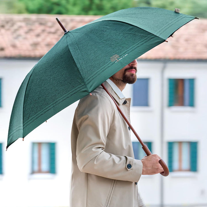PERLETTI GREEN Regenschirm Gross Ökologisch Damen - Regen Stockschirm Automatik Eco Naturverbunden U